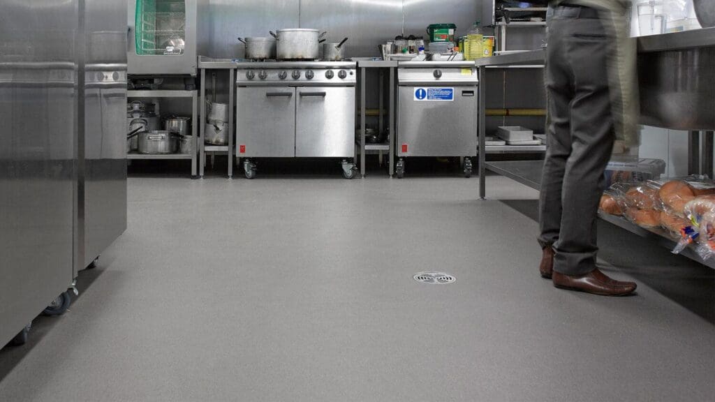 Anti-slip epoxy flooring installed in an Adelaide commercial kitchen